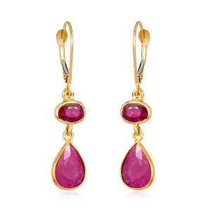 Double Drop Ruby Earrings in 14k