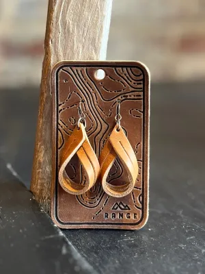 Double Hoop Leather Earrings- Natural