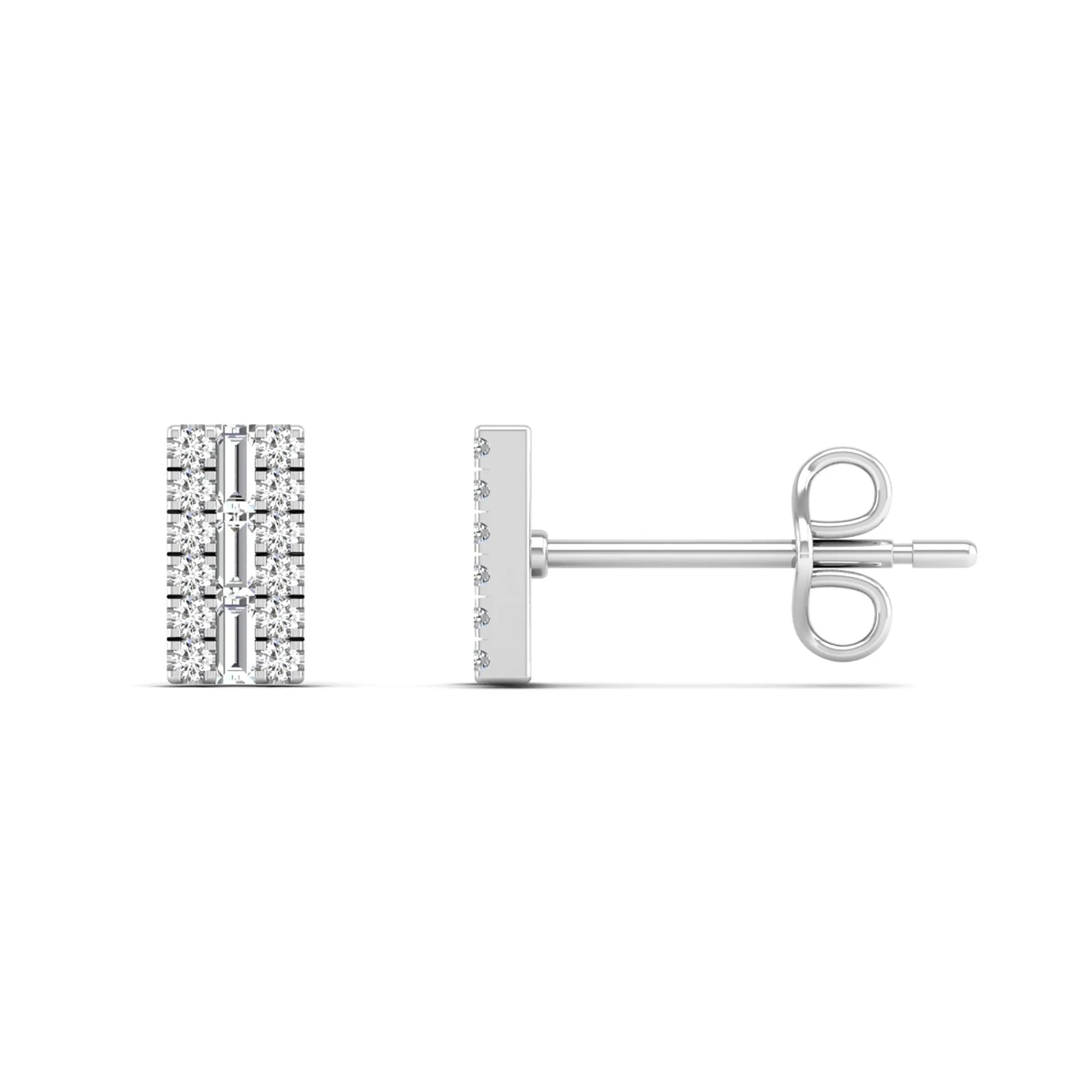 Double Row Diamond Stud Earrings
