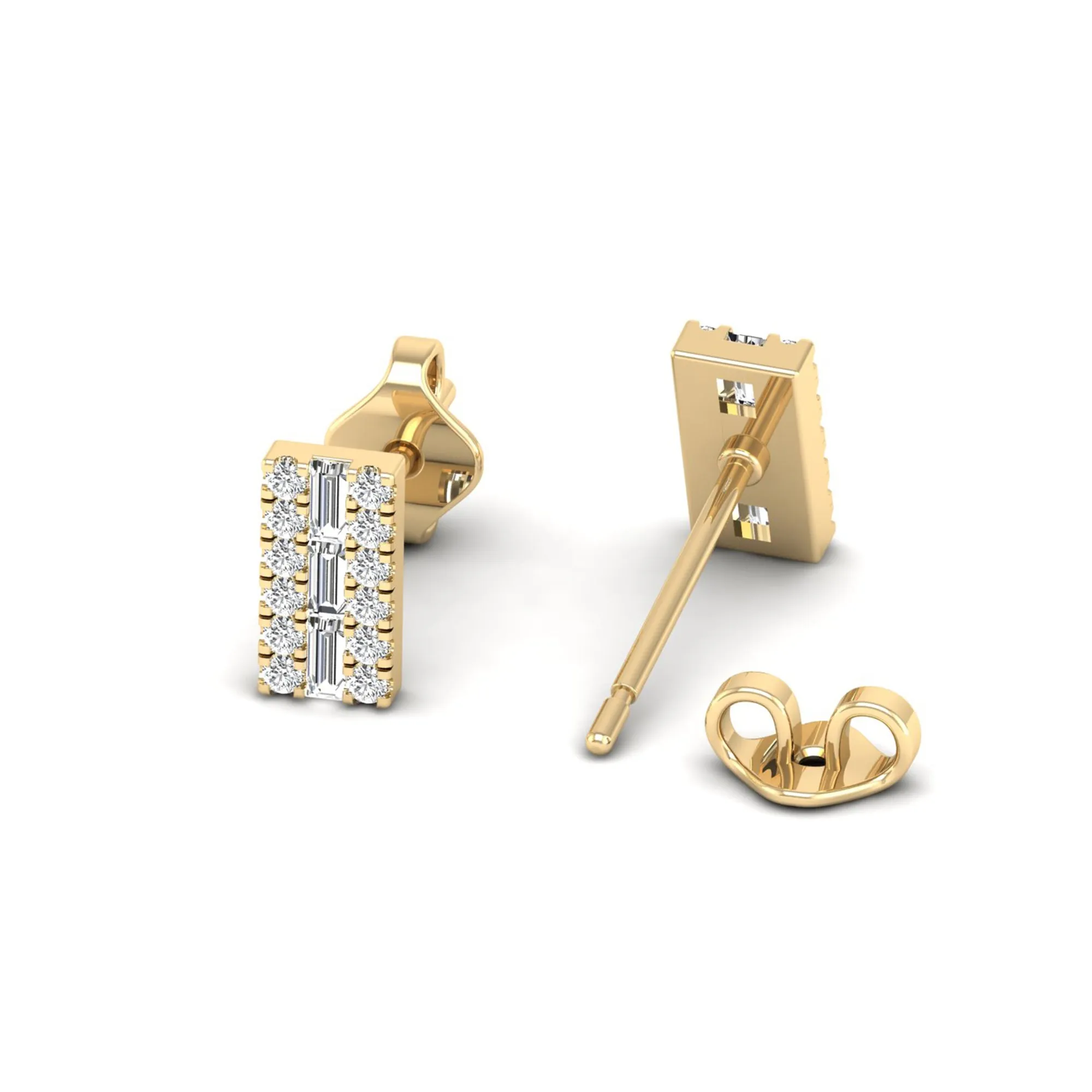 Double Row Diamond Stud Earrings