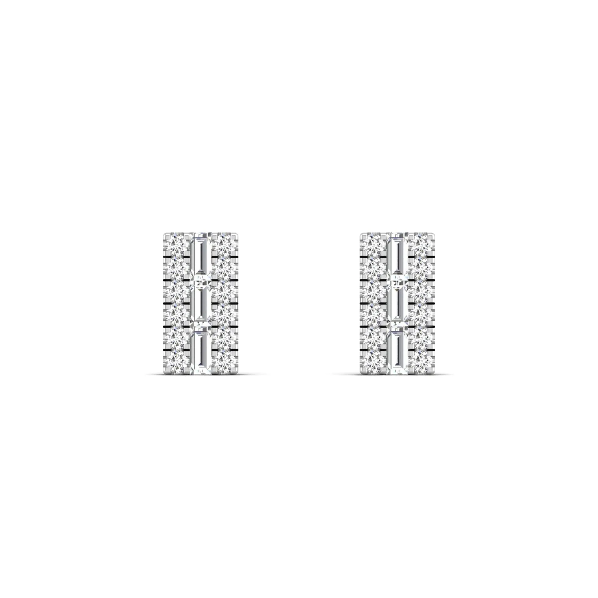 Double Row Diamond Stud Earrings