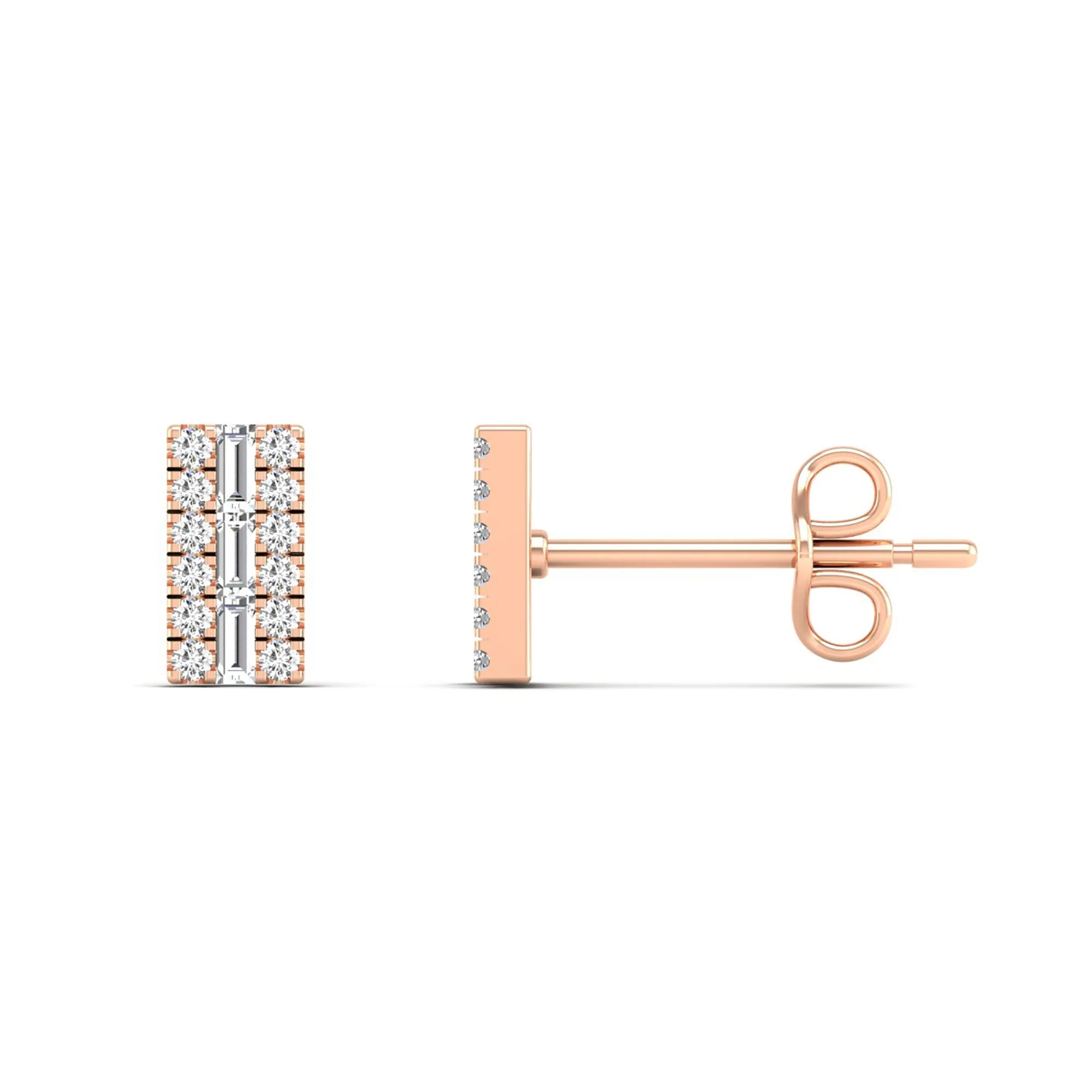Double Row Diamond Stud Earrings