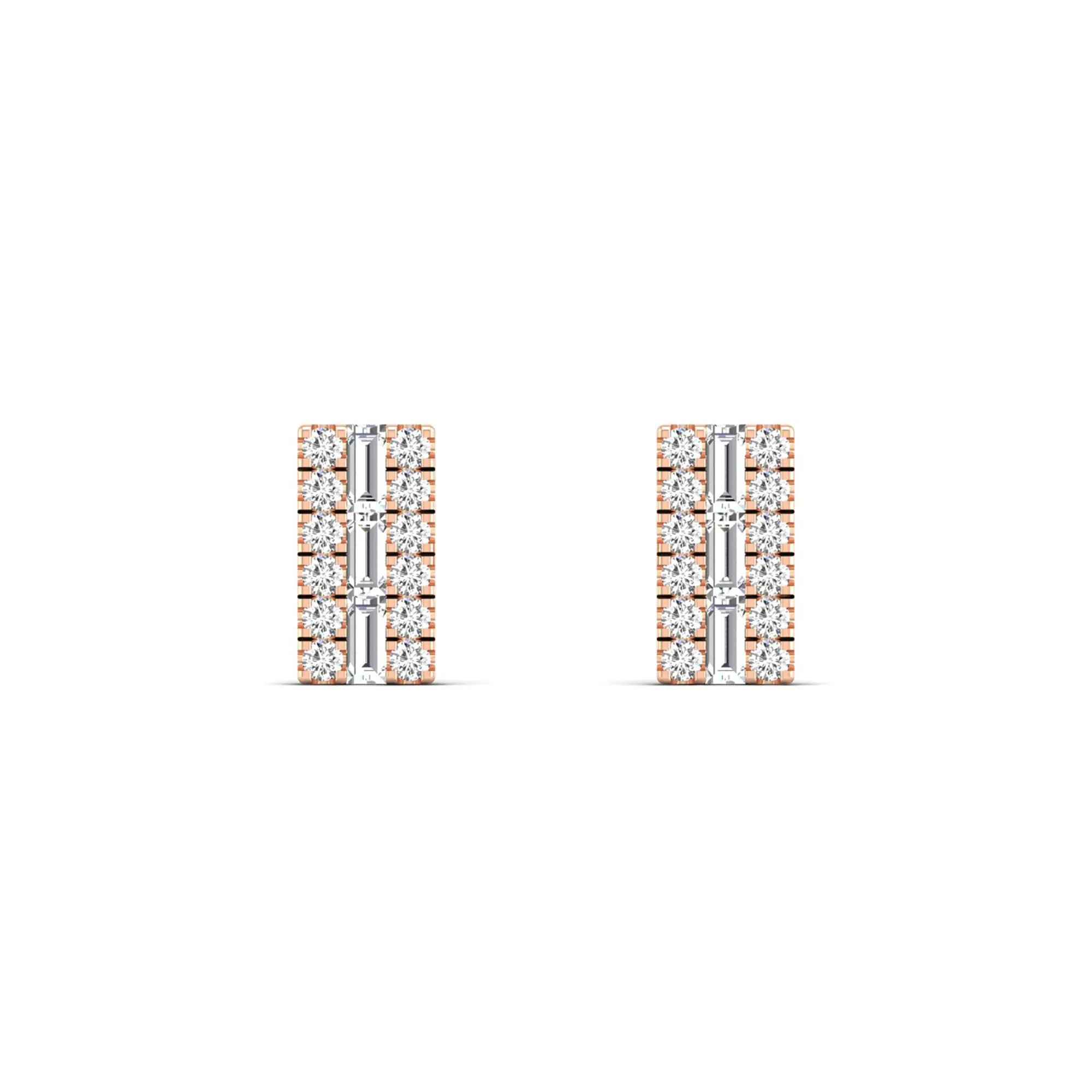 Double Row Diamond Stud Earrings