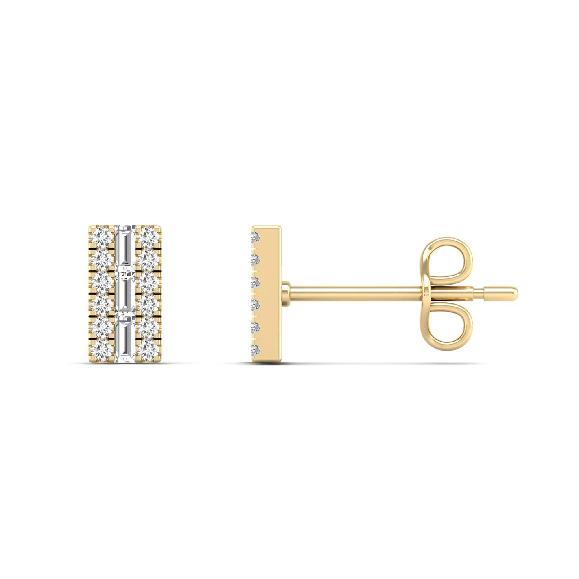 Double Row Diamond Stud Earrings