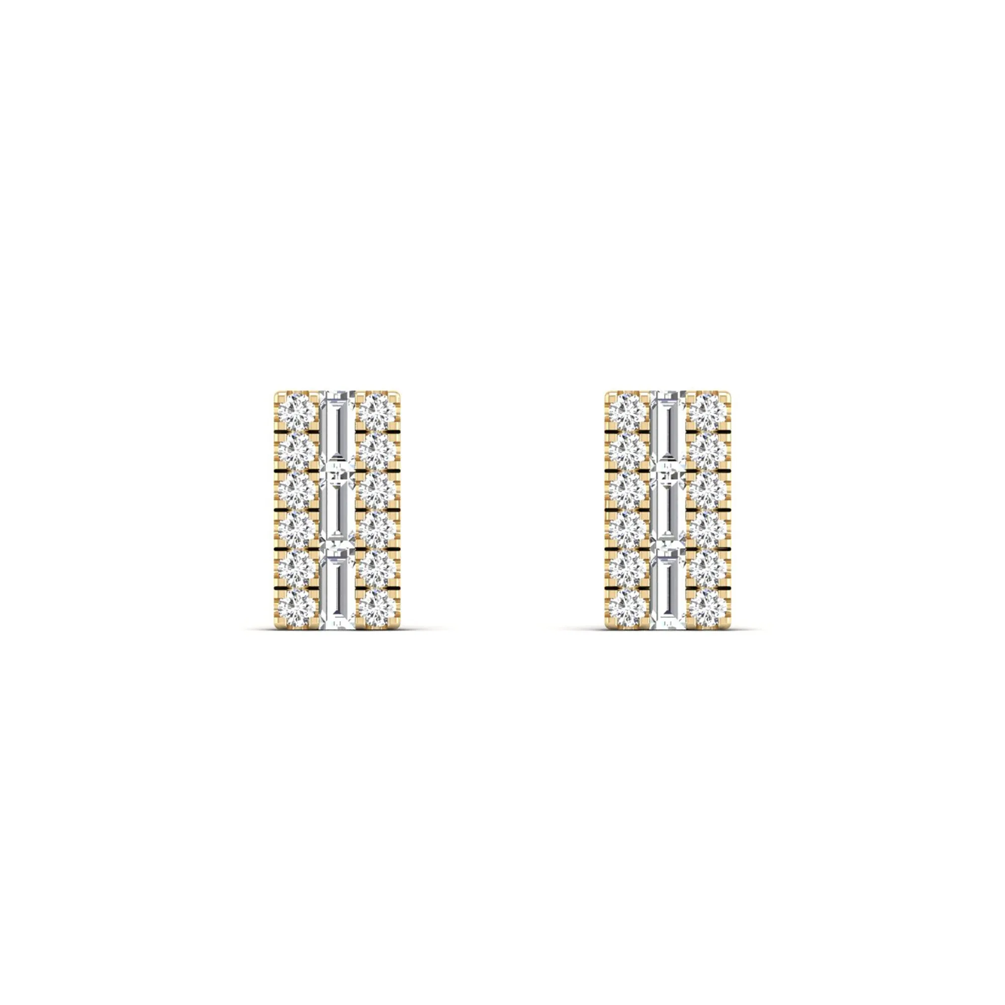 Double Row Diamond Stud Earrings