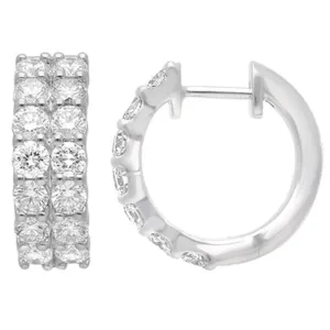 Double Row Hoop Earrings with 2.00ct of Laboratory Grown Diamonds in Sterling Silver and Platinum