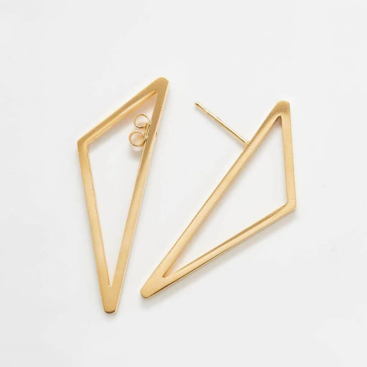 Double-Sided Gold Geometric Triangle Earrings