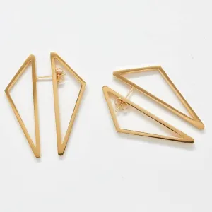 Double-Sided Gold Geometric Triangle Earrings