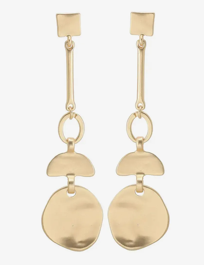 Drop Earrings: Silver Matte Hammered Finish