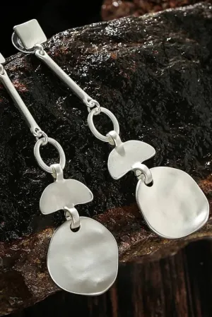 Drop Earrings: Silver Matte Hammered Finish