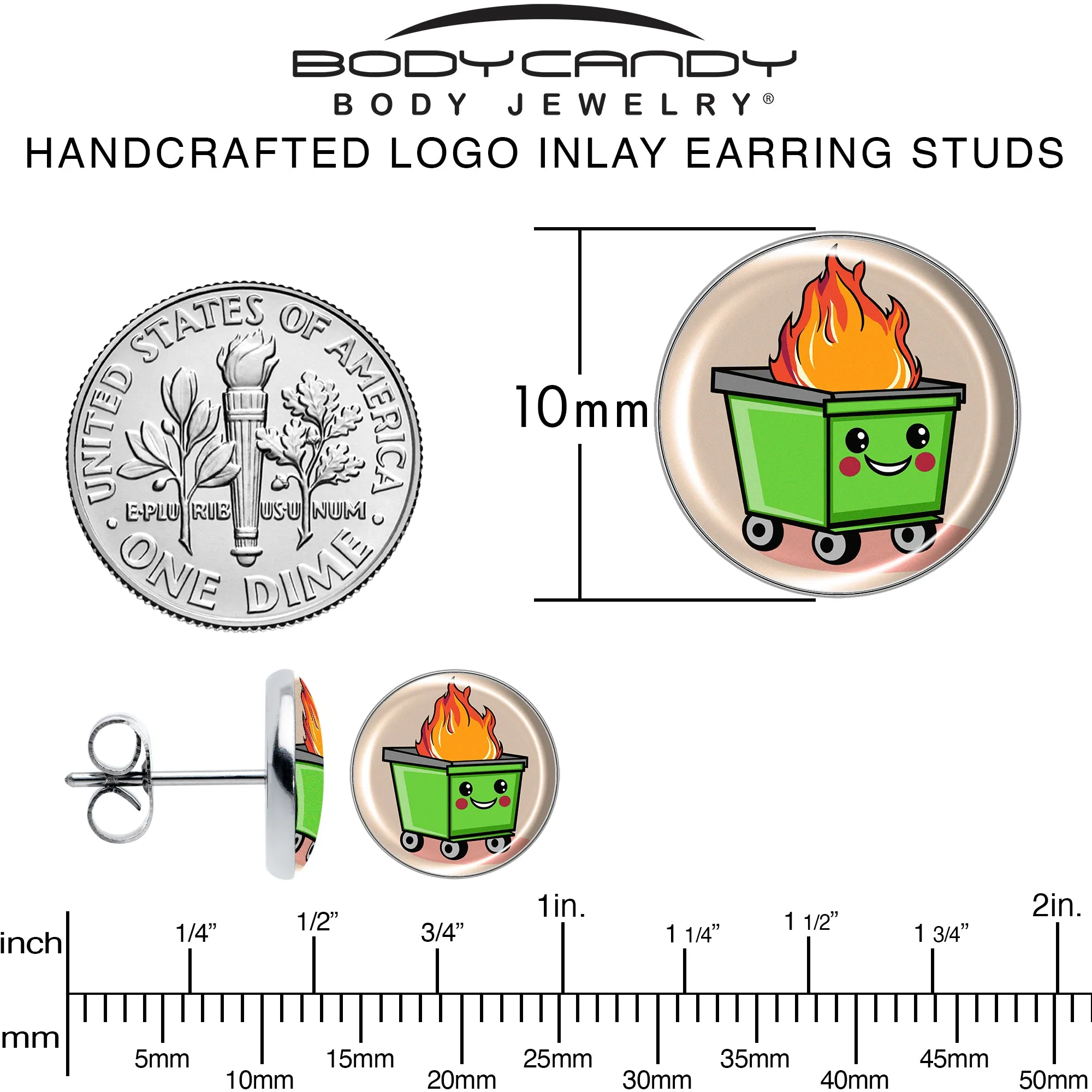 Dumpster Fire Stud Earrings