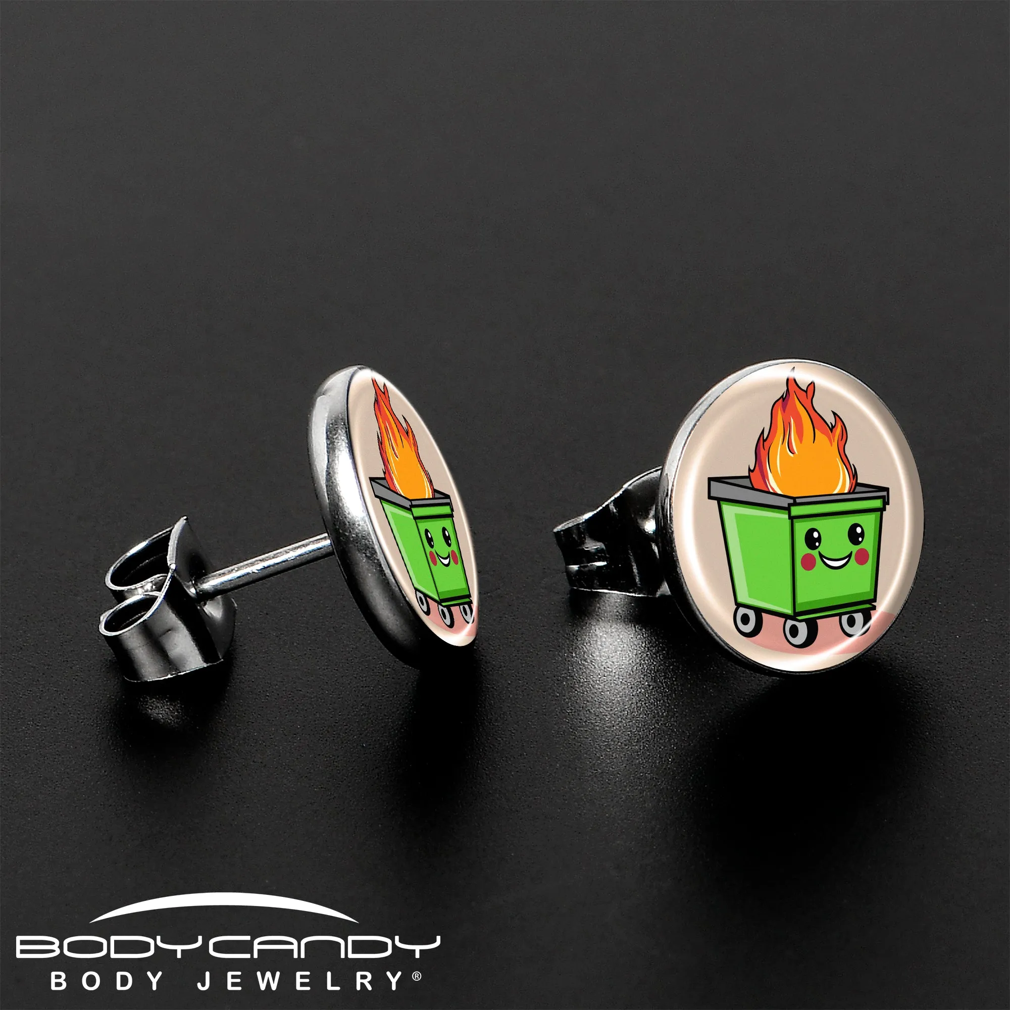 Dumpster Fire Stud Earrings