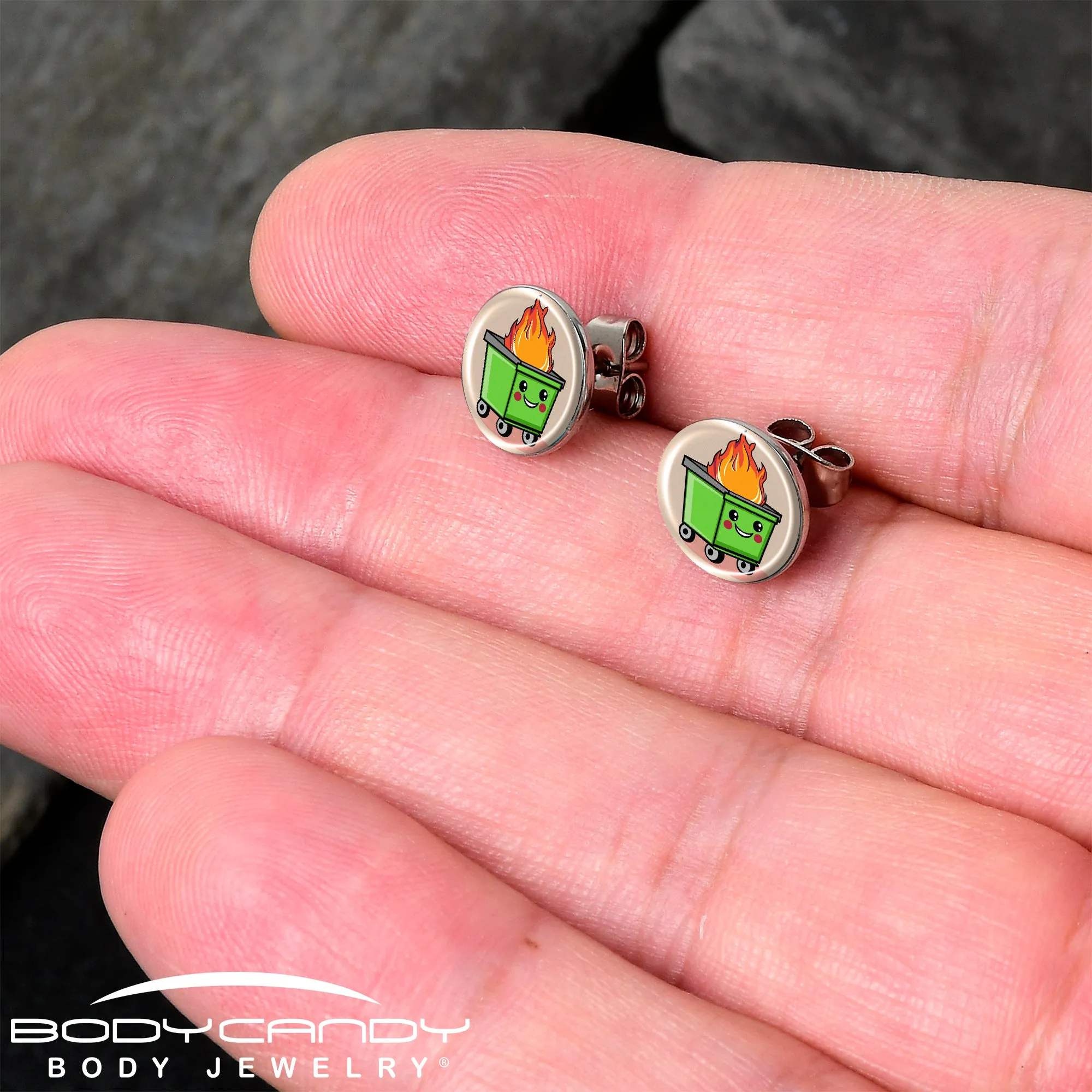 Dumpster Fire Stud Earrings