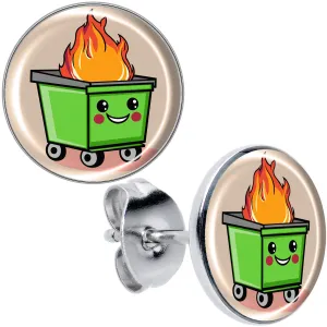 Dumpster Fire Stud Earrings