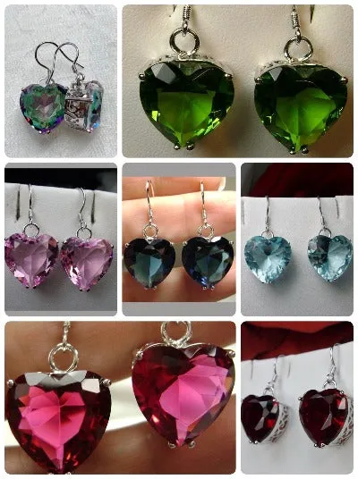 E38, Heart Earrings, Art Nouveau Vintage Jewelry Design#E38