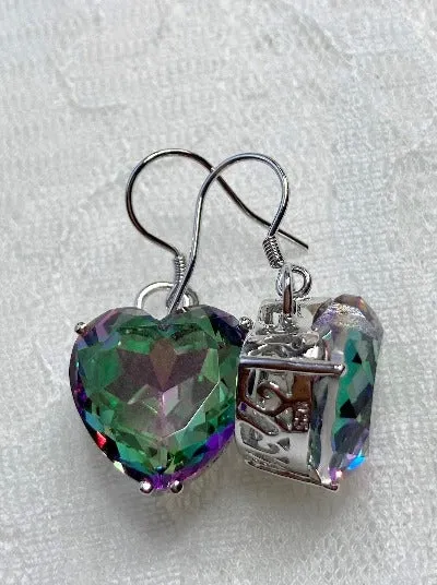 E38, Heart Earrings, Art Nouveau Vintage Jewelry Design#E38