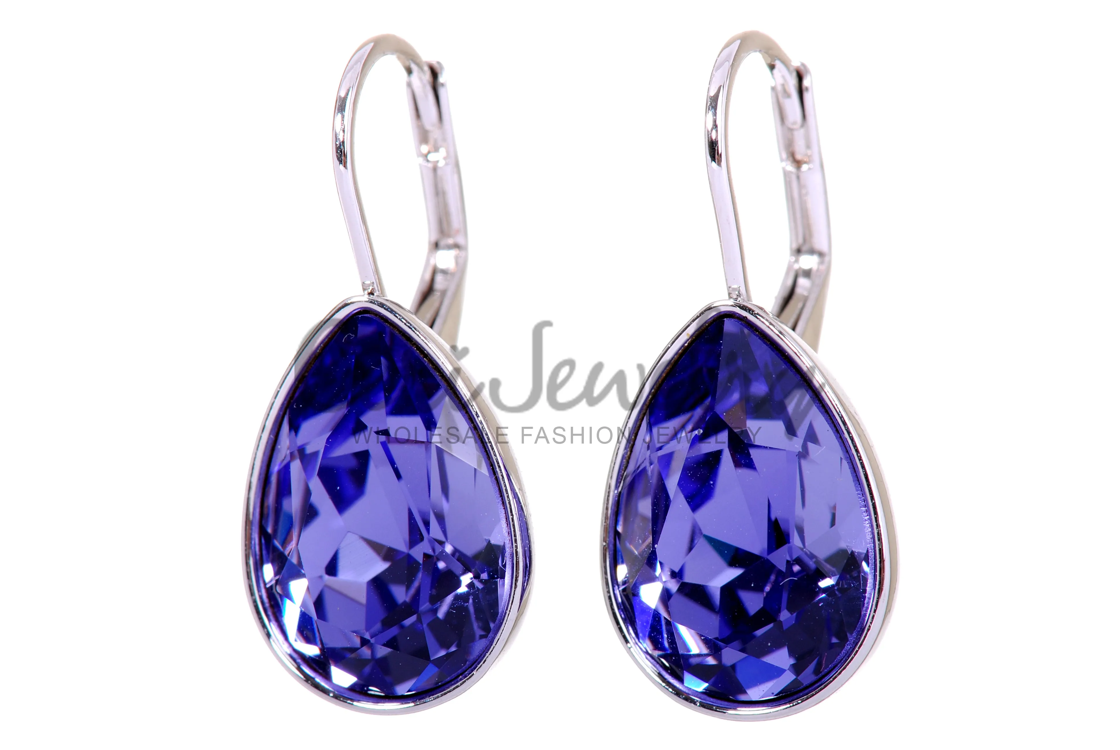 E7253 Amethyst Swarovski Elements Crystal Drop Earrings
