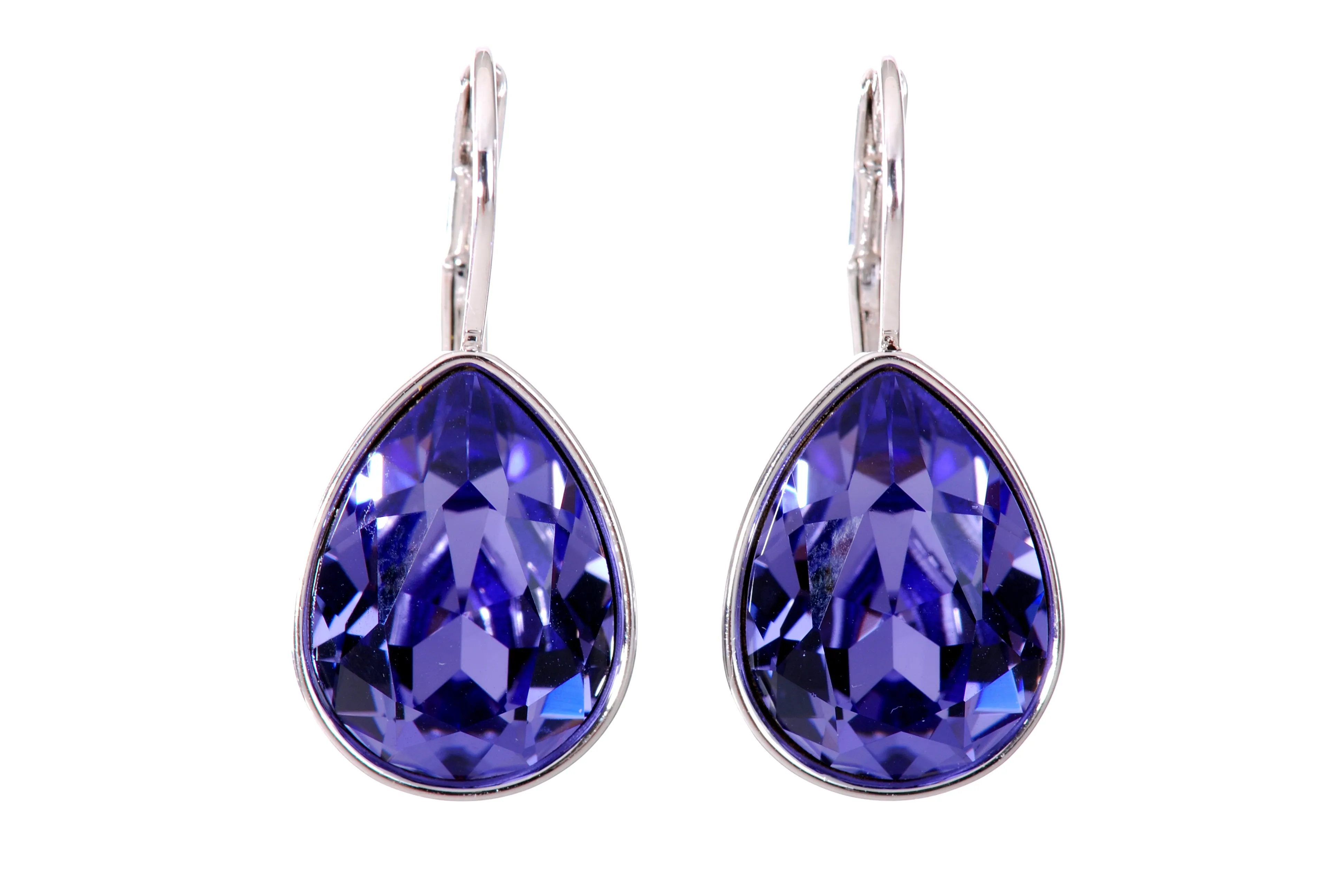 E7253 Amethyst Swarovski Elements Crystal Drop Earrings