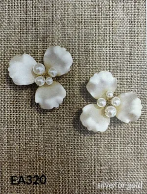 EA320 Silver Pearl Round Earrings