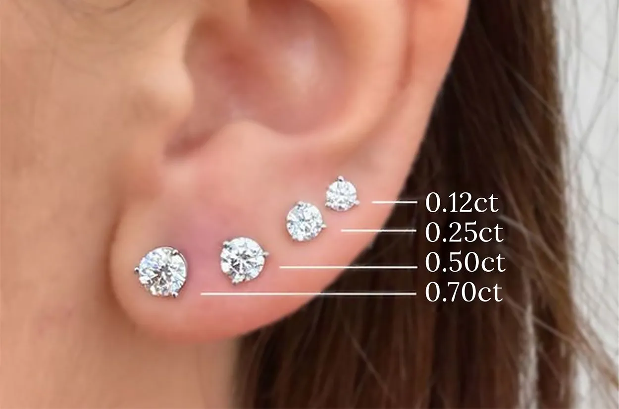 Earrings 0.35 cts Natural Round Diamonds H SI1 14kt Gold Studs