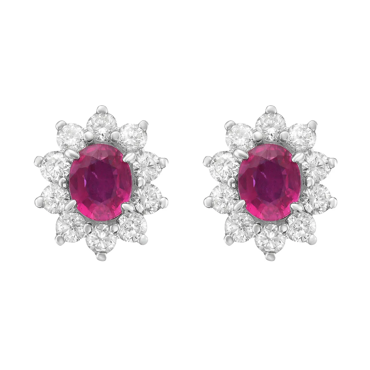 Earrings 14KW/1.3G 2RUBY-0.81CT 20RD-0.49CT