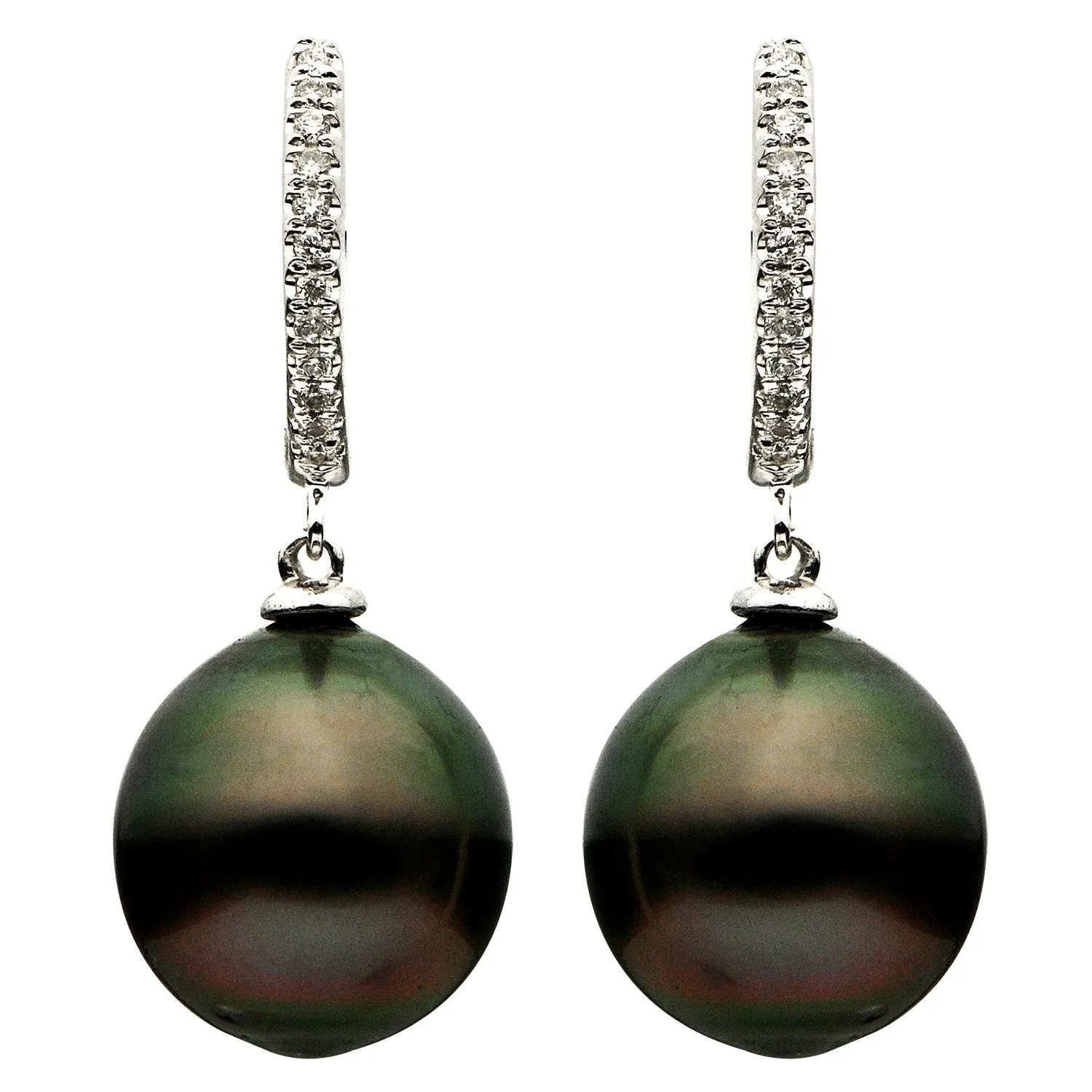 Earrings 14KW/1.4G 24RD-0.08CT Tahititan 10-11mm