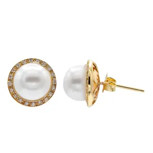 Earrings 14KW/1.8G 40RD-0.10CT W.FW 8-9mm