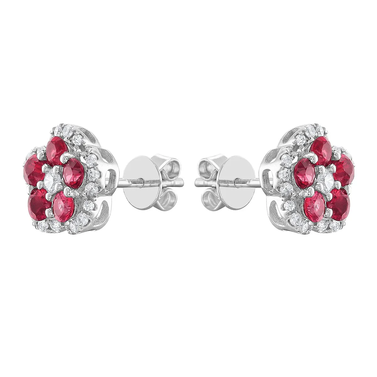 Earrings 14KW/2.0G 10RUBY-0.73CT 42RD-0.25CT