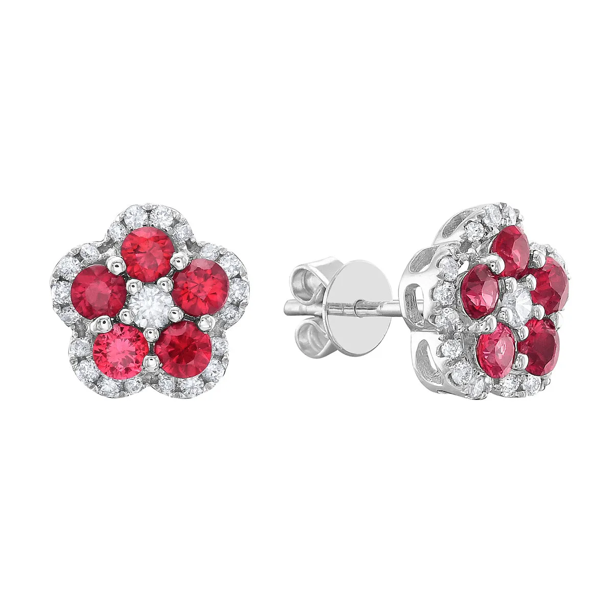 Earrings 14KW/2.0G 10RUBY-0.73CT 42RD-0.25CT