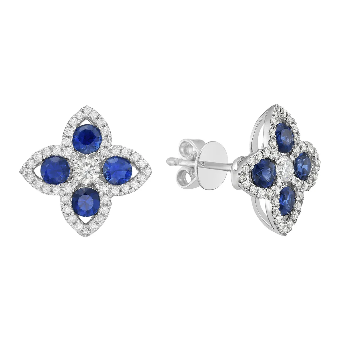 Earrings 18KW/2.2G 8Sapp-0.79CT 82RD-0.28CT