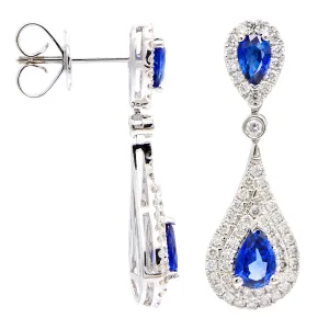 Earrings 18KW/3.8G 4SAPP-1.35CT 116RD-0.74CT