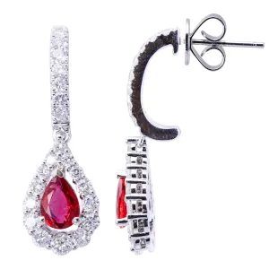 Earrings 18KW/5.8G 2RUBY-1.38CT 44RD-1.43CT