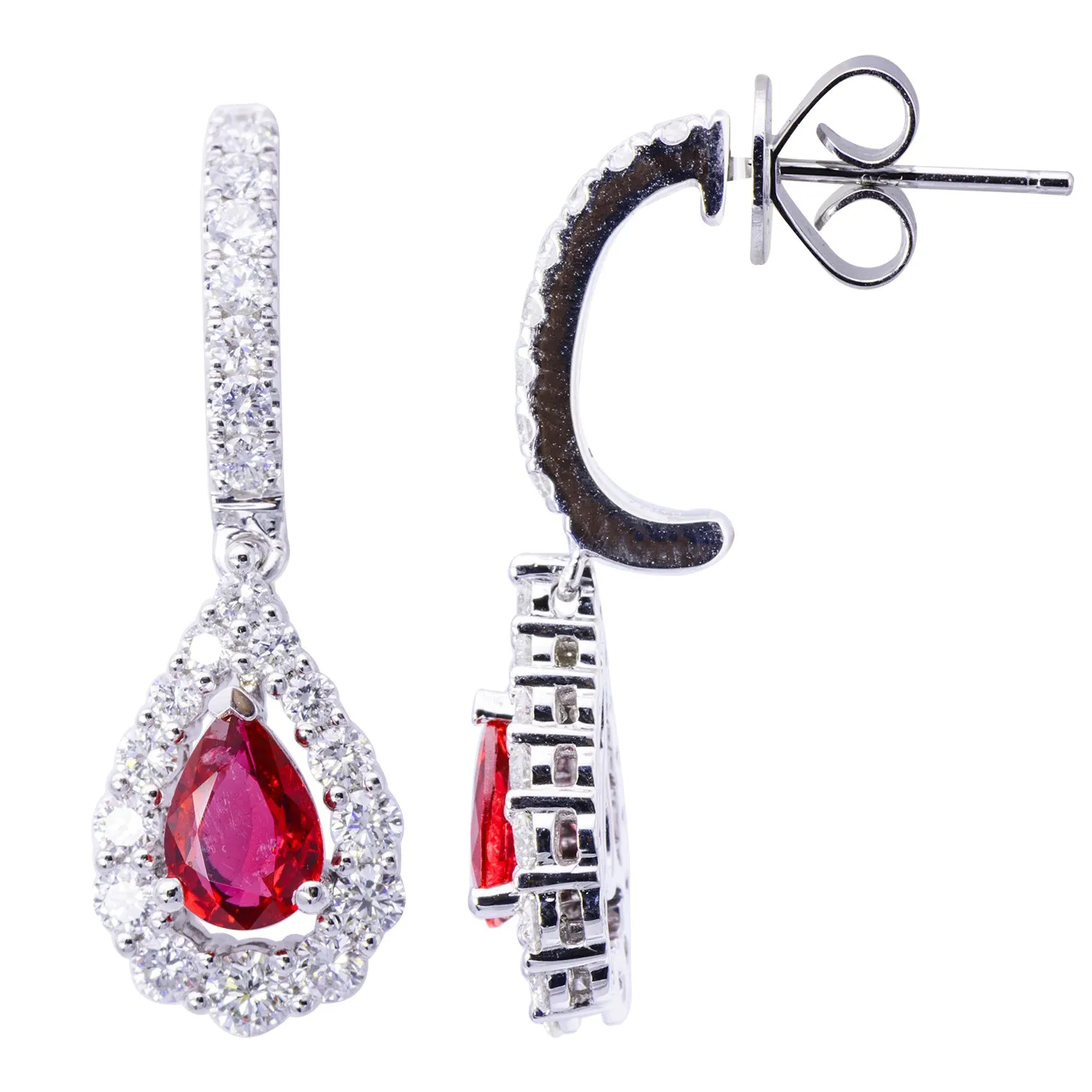 Earrings 18KW/5.8G 2RUBY-1.38CT 44RD-1.43CT