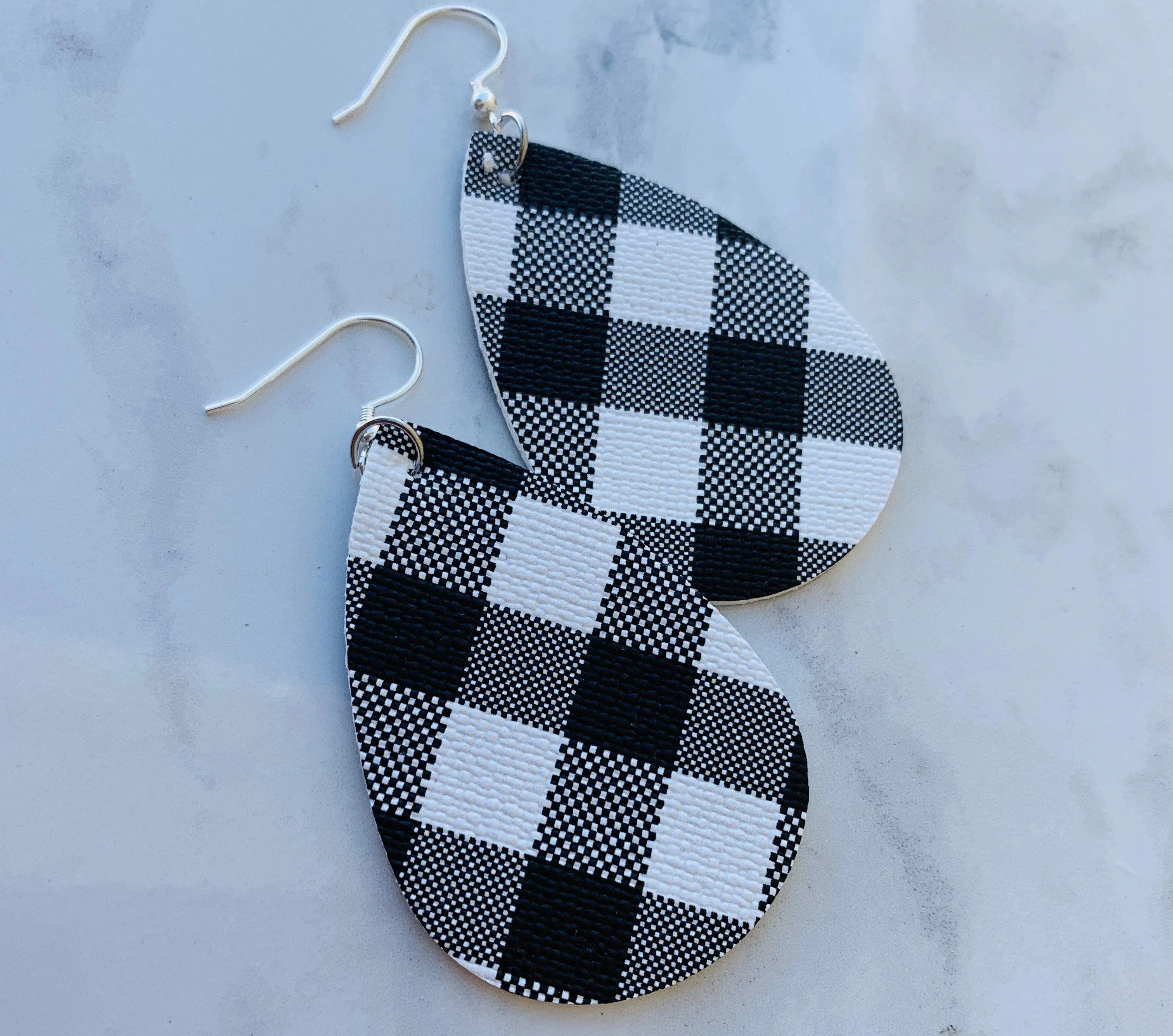 Earrings • Buffalo plaid • White/black • Red/black • Wholesale orders welcome.