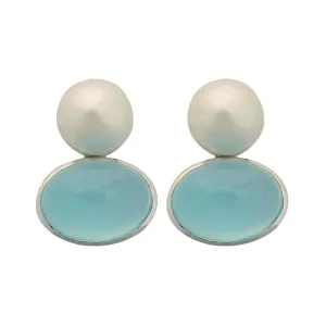Earrings-Chalcedony and South Sea Pearl