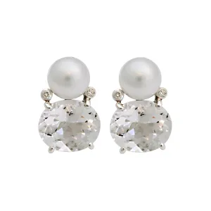 Earrings-Crystal, South Sea Pearl and Diamond