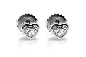 Earrings Heart Diamonds Studs in Platinum