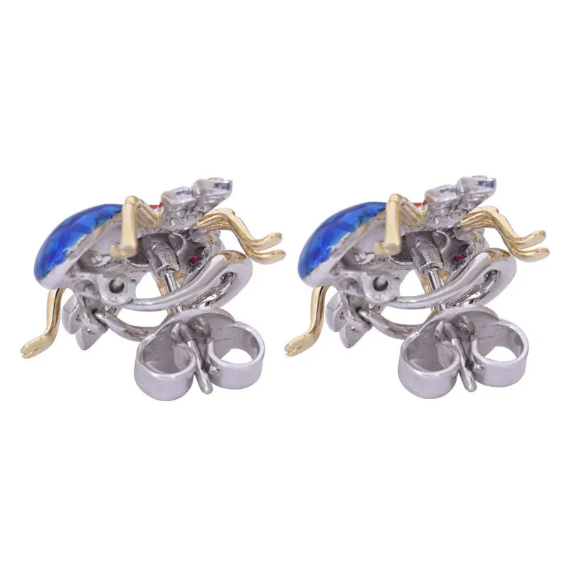 Earrings-Ruby and Diamond (Enamel)