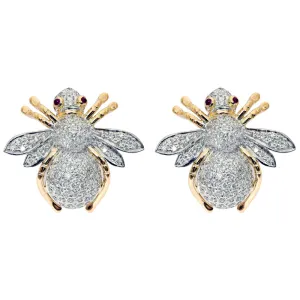Earrings- Ruby and Diamond in Silver and Gold