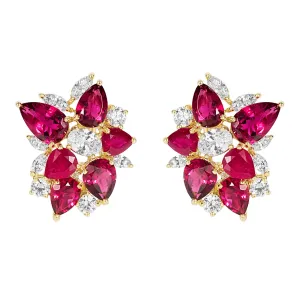 Earrings - Ruby, Rubellite, Crystal and Diamond