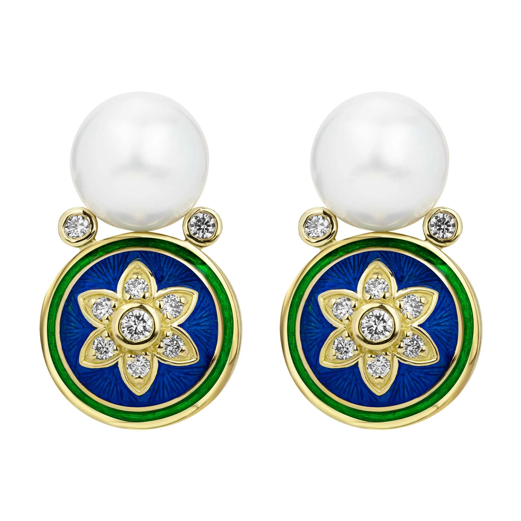 Earrings - South Sea Pearl & Diamond (enamel) (2383F)