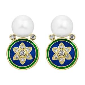 Earrings - South Sea Pearl & Diamond (enamel) (2383F)