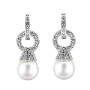 Earrings - South Sea Pearl And Diamond In Sterling Silver