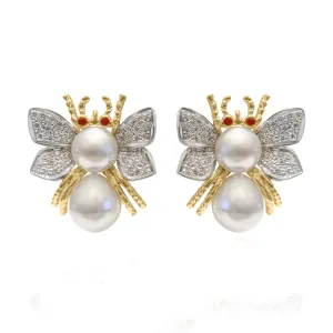 Earrings - South Sea Pearl, Ruby and Diamond