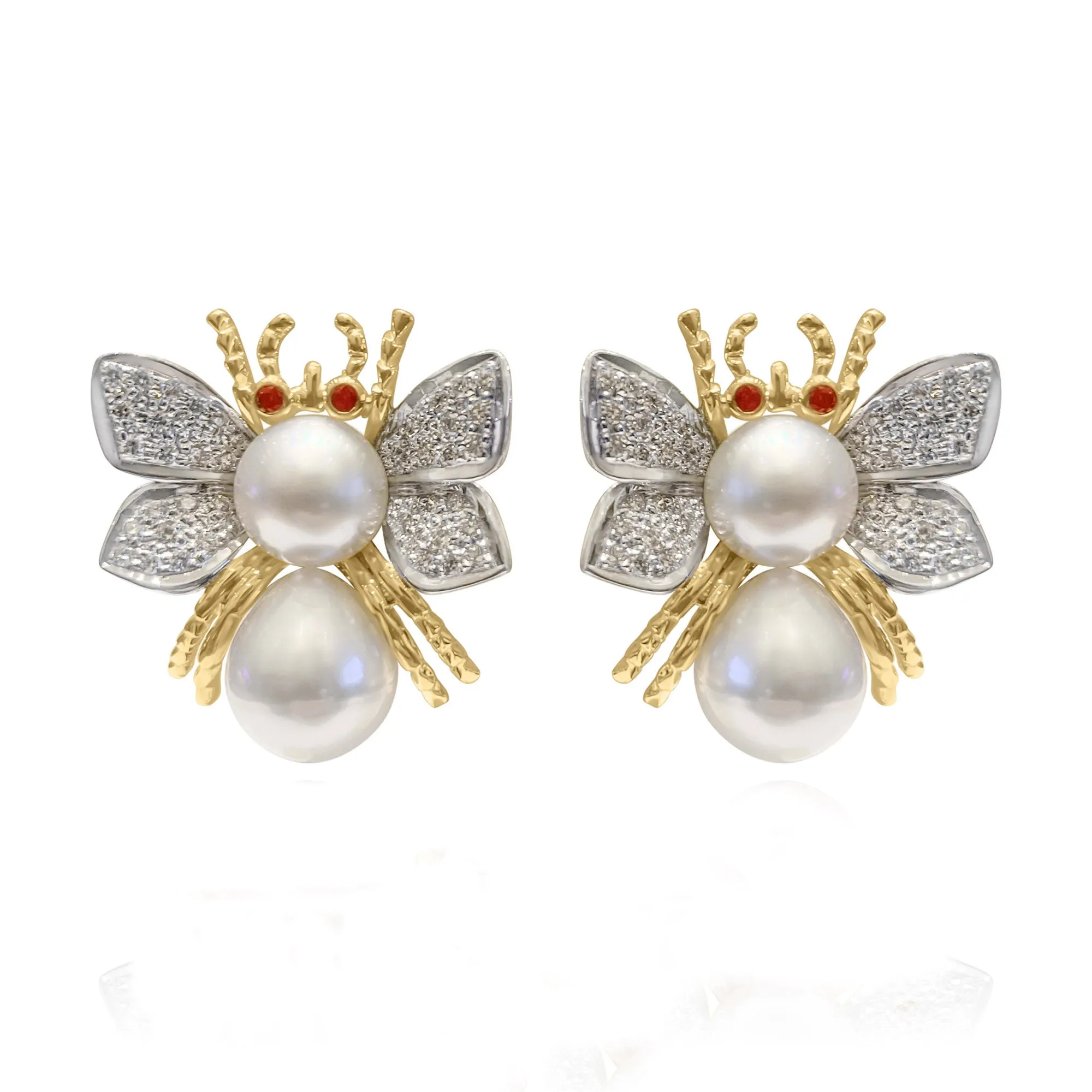 Earrings - South Sea Pearl, Ruby and Diamond