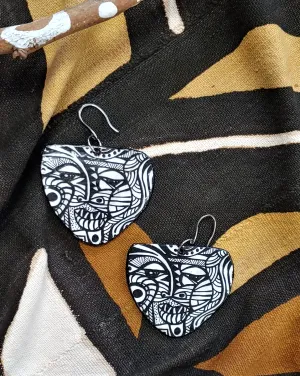 Earrings Via Wearable Art Mask B/W Earrings