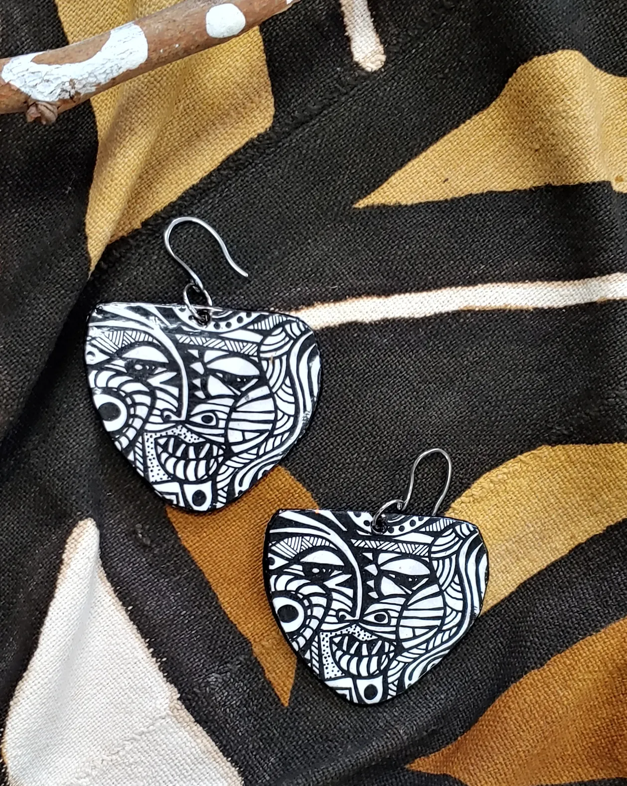 Earrings Via Wearable Art Mask B/W Earrings