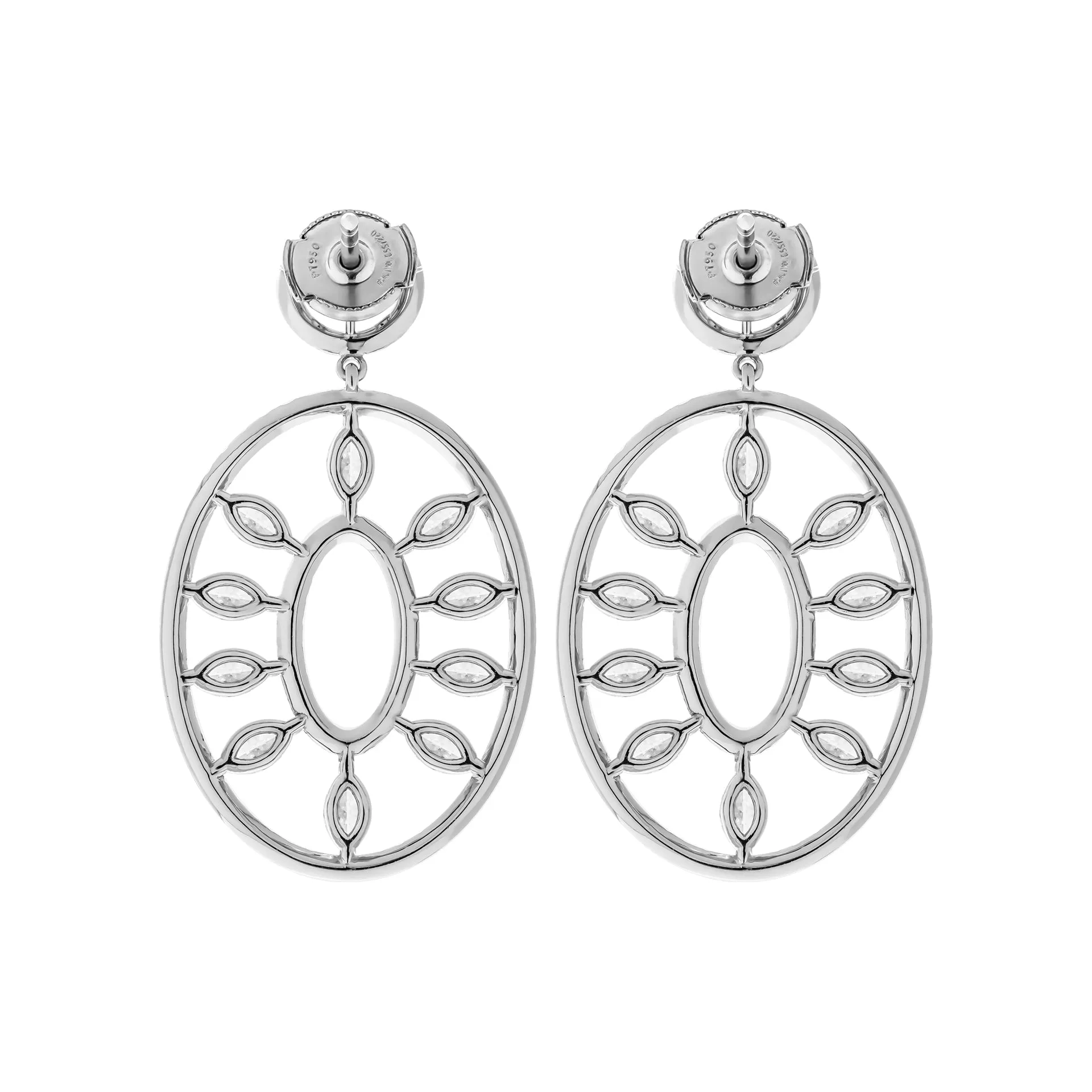 Earrings with Marquise and Round Diamonds in Platinum