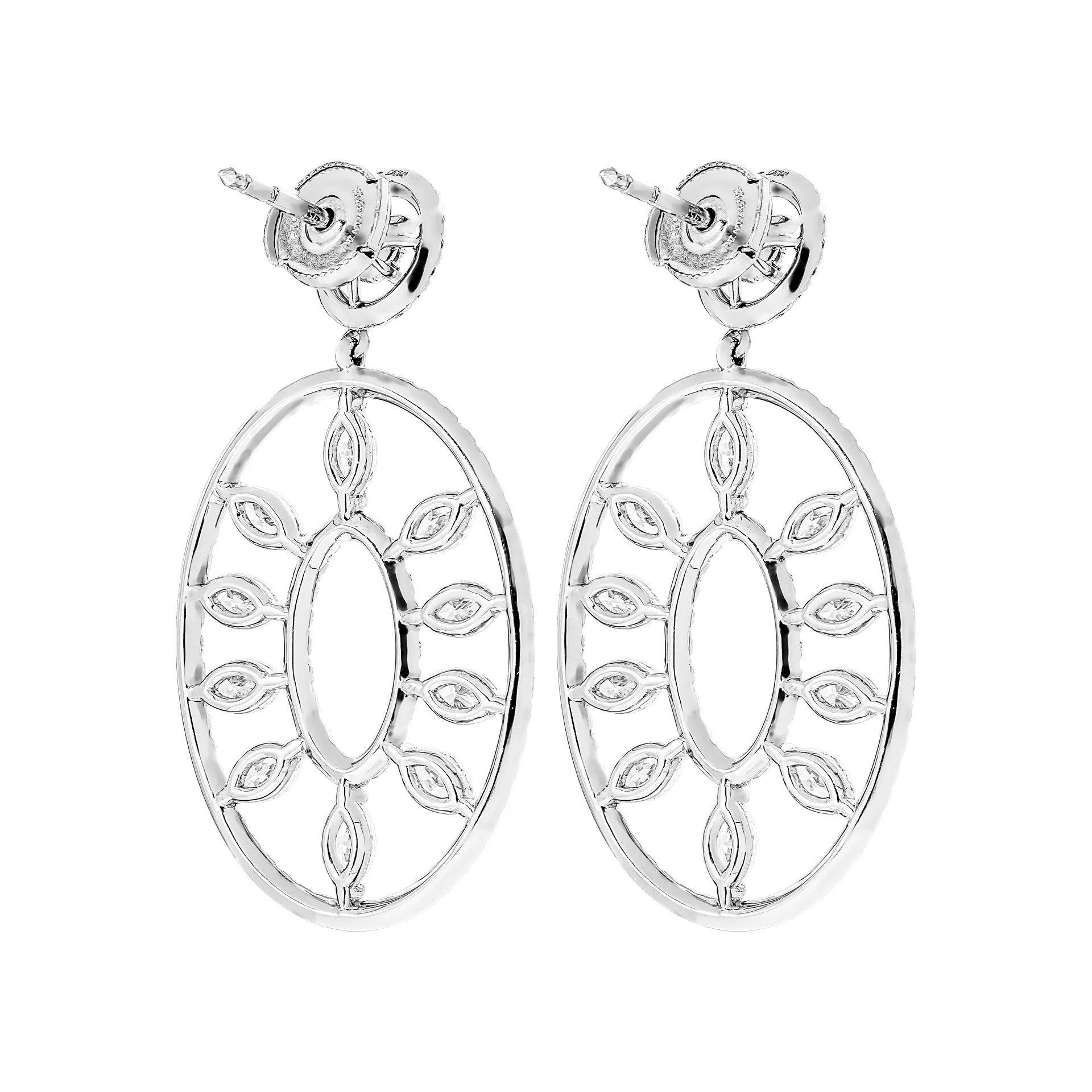 Earrings with Marquise and Round Diamonds in Platinum
