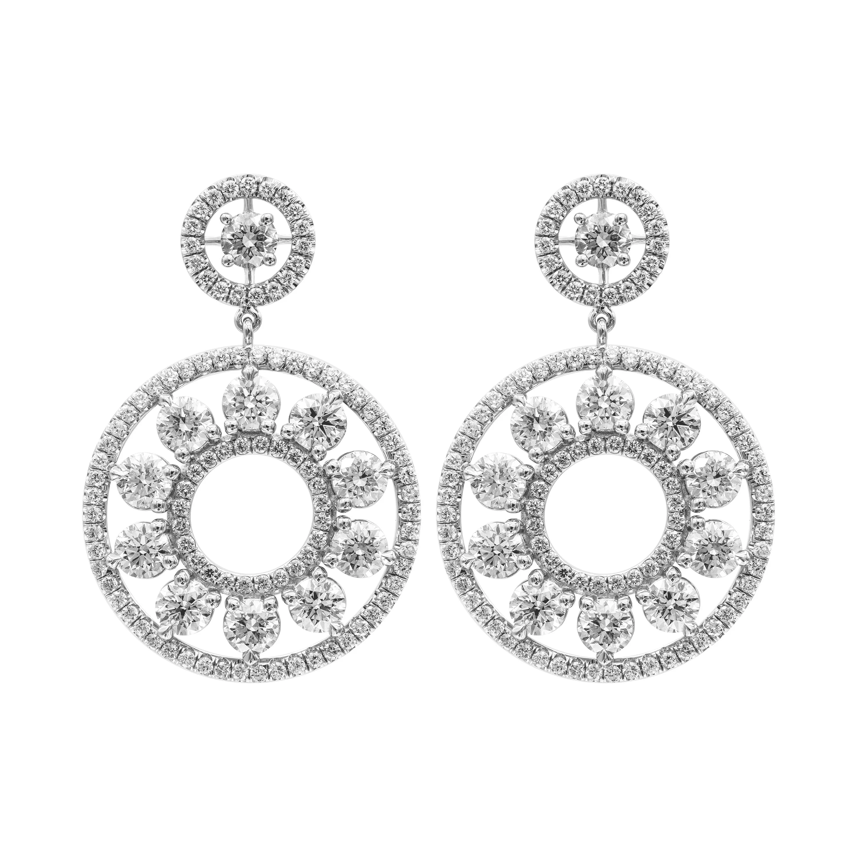 Earrings with Round Diamonds 6.58 Carat